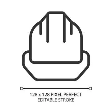 Hard hat pixel perfect linear icon Stock Illustration