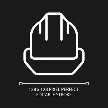 Hard hat pixel perfect white linear icon for dark theme Stock Illustration
