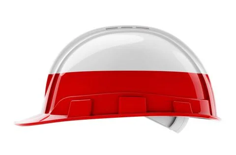 Hard hat with Polish flag, 3D rendering Hard hat with Polish flag, 3D rend... Stock Photos