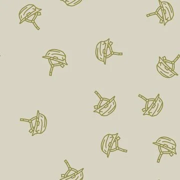 Hard hat ppe protective equipment line seamless pattern Stock Illustration