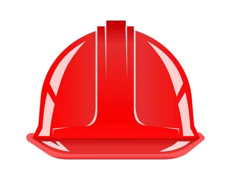 Hard hat, red shiny work helmet, safety helmet Stock Illustration