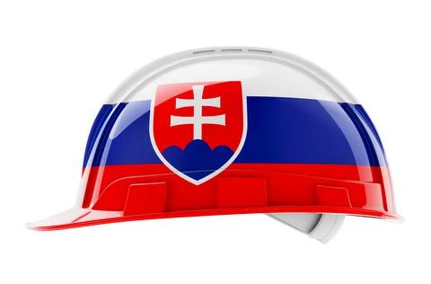 Hard hat with Slovak flag, 3D rendering Stock Illustration