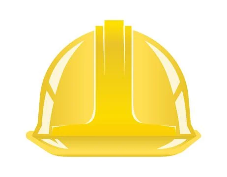 Hard hat, yellow shiny work helmet, safety helmet Stock Illustration