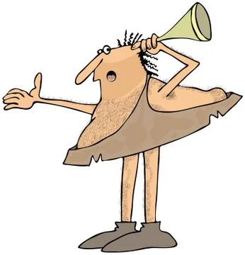 Hard of hearing caveman Stock Illustration