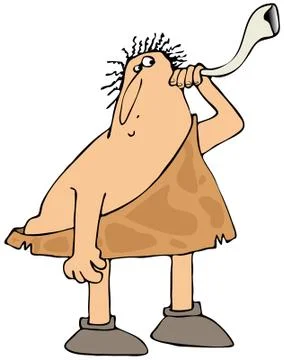 Hard of hearing caveman Stock Illustration