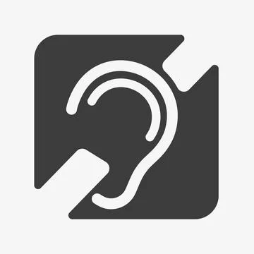 Hard of hearing vector icon. Deaf people sign Stock Illustration