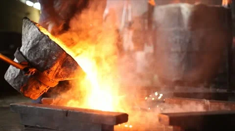 Hard, manual work in a foundry. Stock Footage 24648430