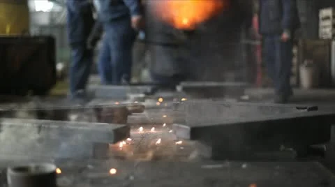 Hard, manual work in a foundry. Stock Footage 24648451