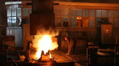Hard, manual work in a foundry. Stock Footage 24649911