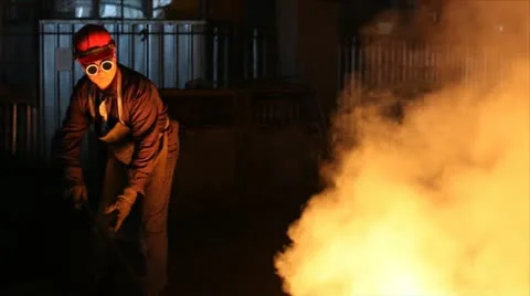 Hard, manual work in a foundry. Stock Footage 24651216