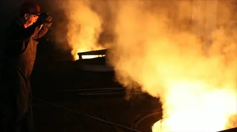 Hard, manual work in a foundry. Stock Footage 24651235