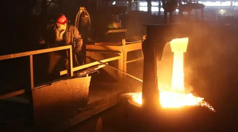 Hard, manual work in a foundry. Stock Footage 24651351