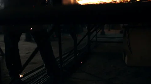 Hard men work. Sparks fly from metal cutting Video stock 99932212