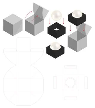 Hard Paper Box For Rounded Soap Mockup Dieline Stock Illustration