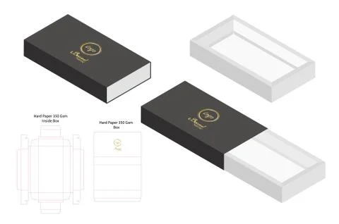 Hard paper slide box 3d mockup with dieline Stock Illustration