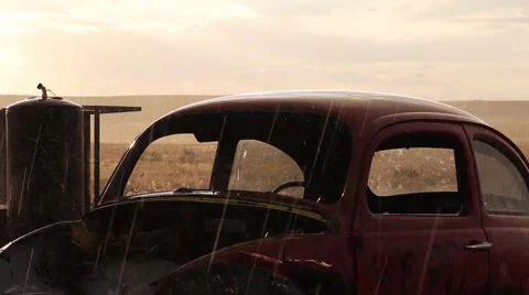 Hard Rain Junkyard 2 Stock Footage 61734998