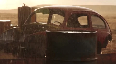 Hard Rain Junkyard 3 Stock Footage 61735063