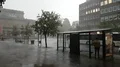 Hard rain from thunderstorm on the street in Brunswick city Germany 4k or 4k+ Resolution