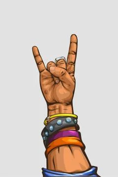 Hard rock hand on white Stock Illustration