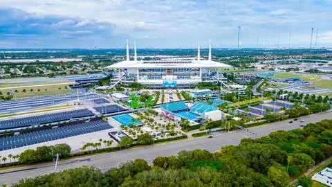 Hard Rock Stadium is a multi-purpose stadium in Miami Gardens, Florida. Stock Photos