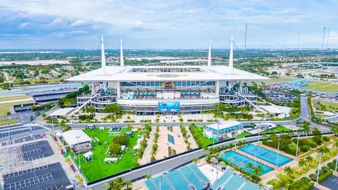 Hard Rock Stadium is a multi-purpose stadium in Miami Gardens, Florida. Stock Photos