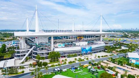 Hard Rock Stadium is a multi-purpose stadium in Miami Gardens, Florida. Stock Photos