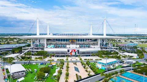 Hard Rock Stadium is a multi-purpose stadium in Miami Gardens, Florida. Stock Photos