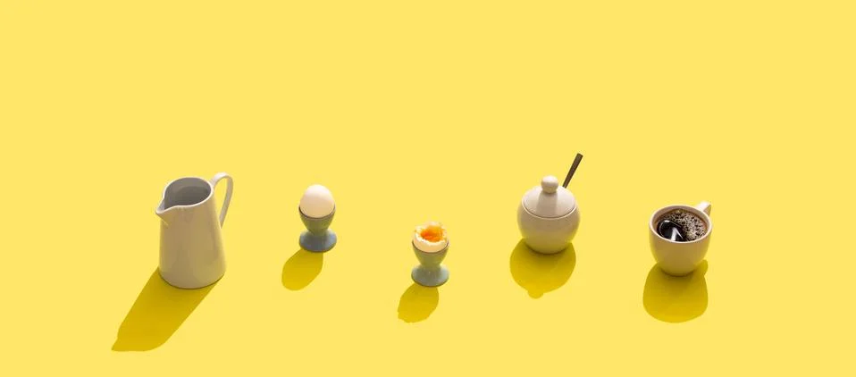 Hard shadows breakfast set Stock Photos