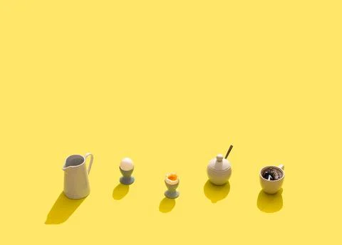 Hard shadows breakfast set 写真素材