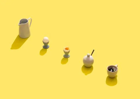 Hard shadows breakfast set Stock Photos