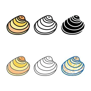 Hard-shell atlantic clam color icon vector styles Stock Illustration