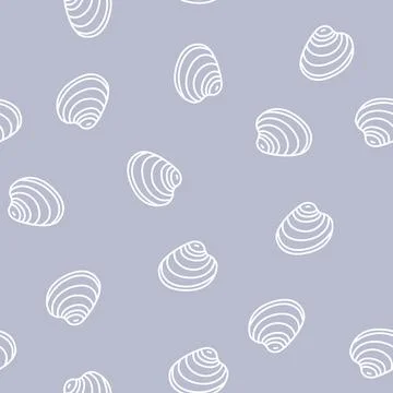 Hard-shell atlantic clam line seamless pattern Stock Illustration