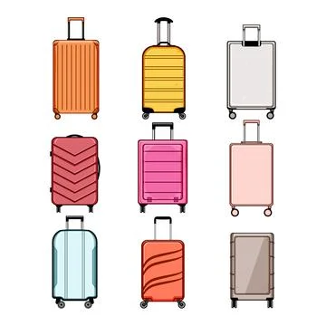 Hard shell suitcase set cartoon vector illustration Stock Illustration
