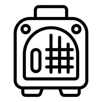 Hard sided cat trolley icon outline vector. Kitten travelling carrier Stock Illustration