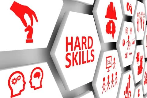 HARD SKILLS concept cell background 3d illustration Stock Illustration