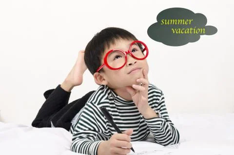 Hard study student thinking summer vacation Foto stock