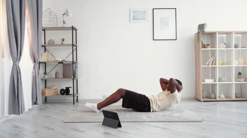 Hard training casual black man sport beginner Stock Footage 157496241
