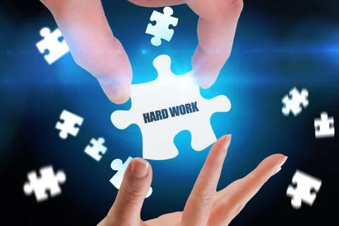 Hard work against blue background with vignette Illustrazione stock