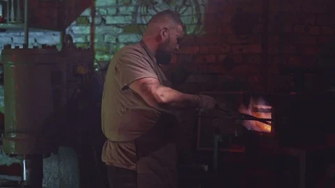 Hard work blacksmithing Stock Footage 108032581