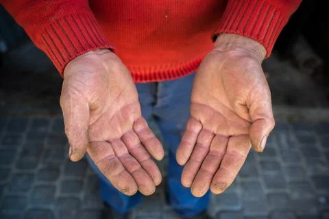Hard work concept, hands closely, traces of work Fotos Stock