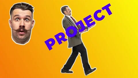 Hard work. Conceptual image about stressed busy man carrying word project Stock Footage 167366211