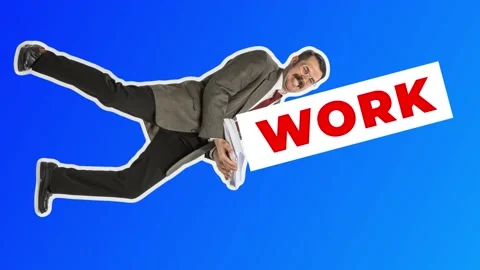 Hard work. Conceptual image about stressed busy man carrying word project Video stock 167404805