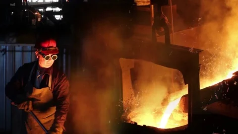 Hard Work In Foundry Stock Footage