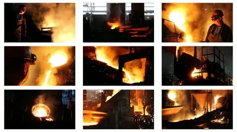 Hard work in a Foundry, split screen Video stock 20450165