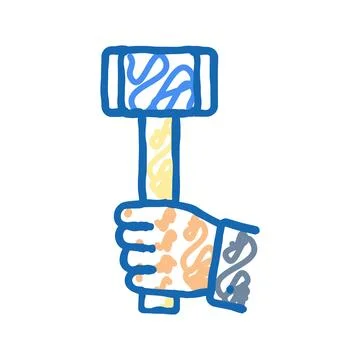 Hard work hammer succes challenge icon doodle illustration Illustrazione stock