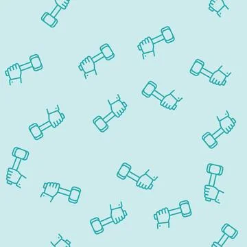 Hard work hammer succes challenge line seamless pattern Stock Illustration