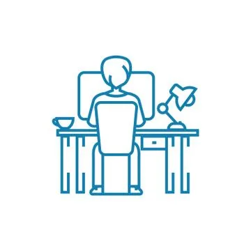 Hard work linear icon concept. Hard work line vector sign, symbol, illustration. Stock Illustration