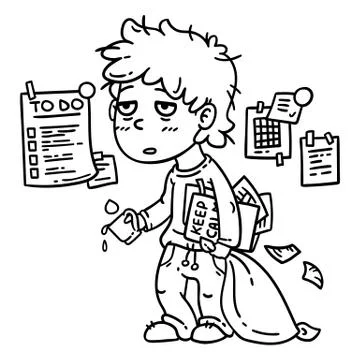 Hard work man. Tired man. Stock Illustration