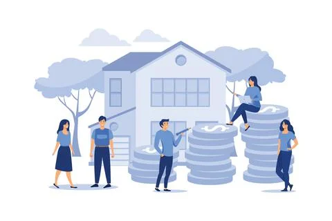 Hard work manage finances save for future investment to buy a house vector il Stock Illustration