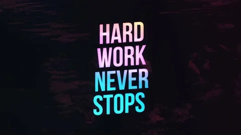 Hard Work Never Stops animated text in retro colors Stock Footage 224506381